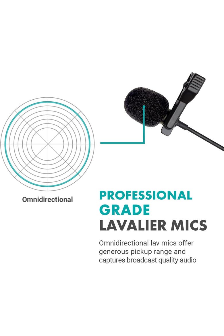 VersaLav-V2 Lavalier Microphone Set for Smartphones, Computer, DSLR or Mirrorless Camera, Alternate, color, Black