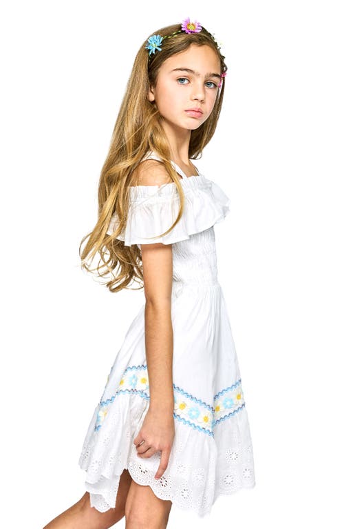 Shop Sara Sara Kids' Ric Rac Off-the-shoulder Dress In White