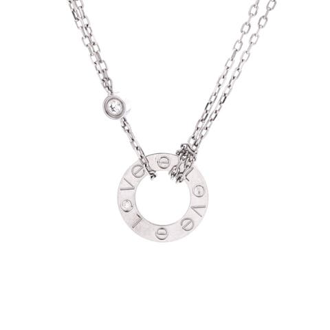 2 Diamonds Love Pendant Necklace 18K White Gold with Diamonds