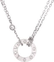 Pre-Owned Cartier 2 Diamonds Love Pendant Necklace 18K White Gold with Diamonds