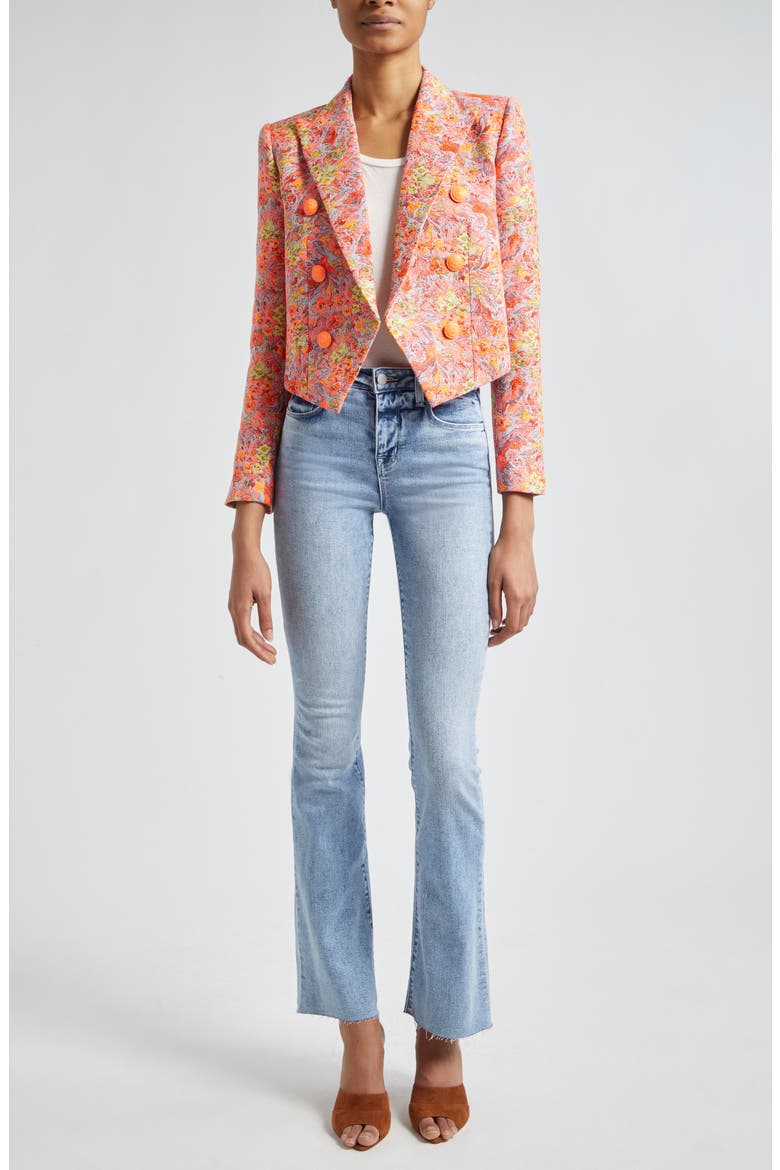 Lila Floral Jacquard Jacket, Alternate, color, ORANGE MULTI FLORAL