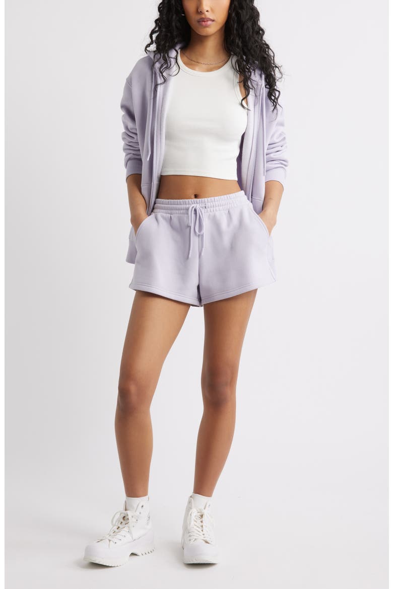 Oversize Zip Fleece Hoodie, Alternate, color, PURPLE THISTLE