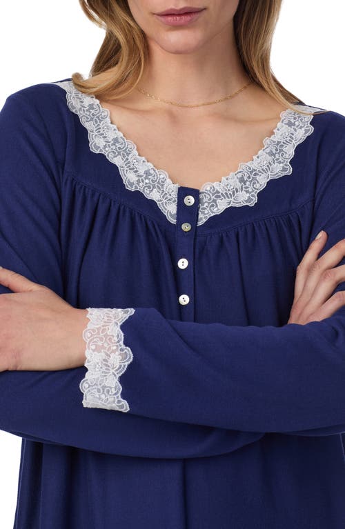 Eileen West Long Sleeve Short Nightgown In Blue