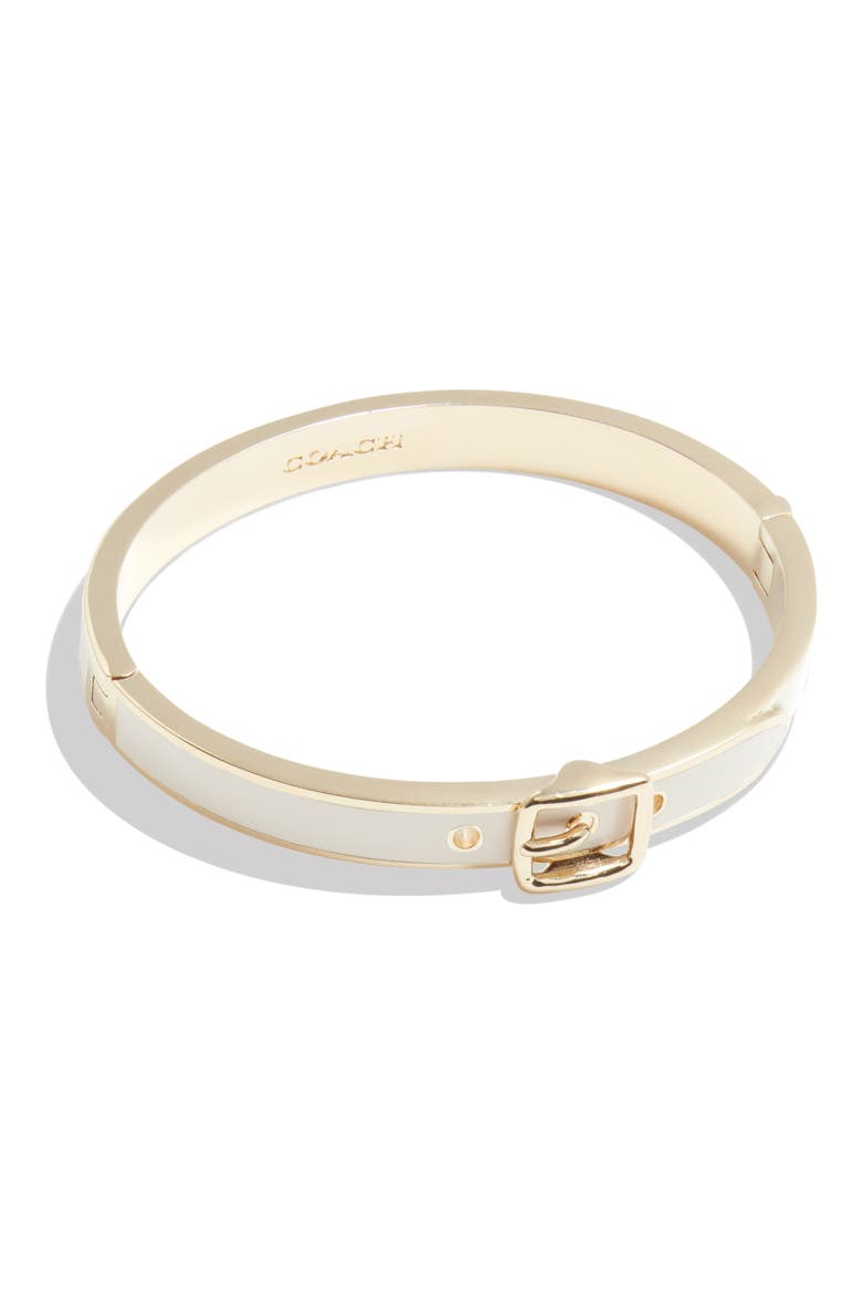 Enamel Buckle Bangle, Main, color, CHALK
