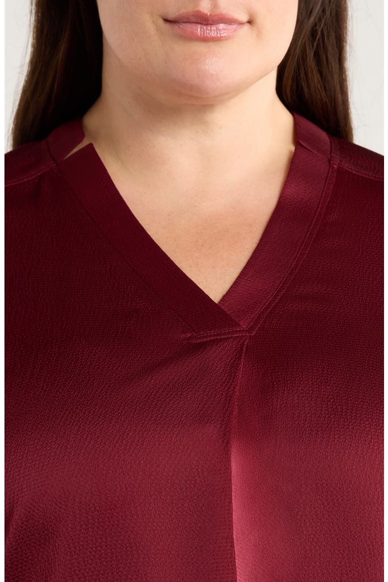 Notch Neck V-Neck Top, Alternate, color, BORDEAUX