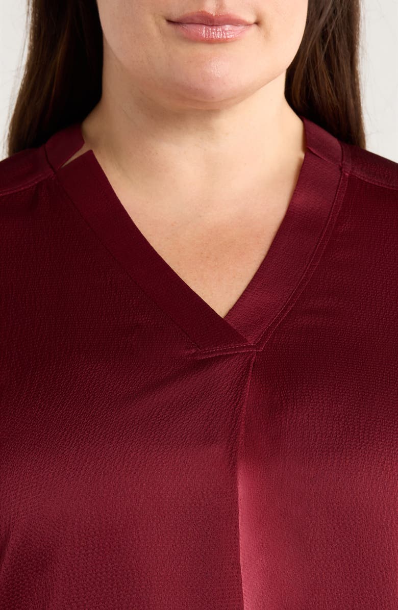 Jones New York Notch Neck V-Neck Top, Alternate, color, Bordeaux
