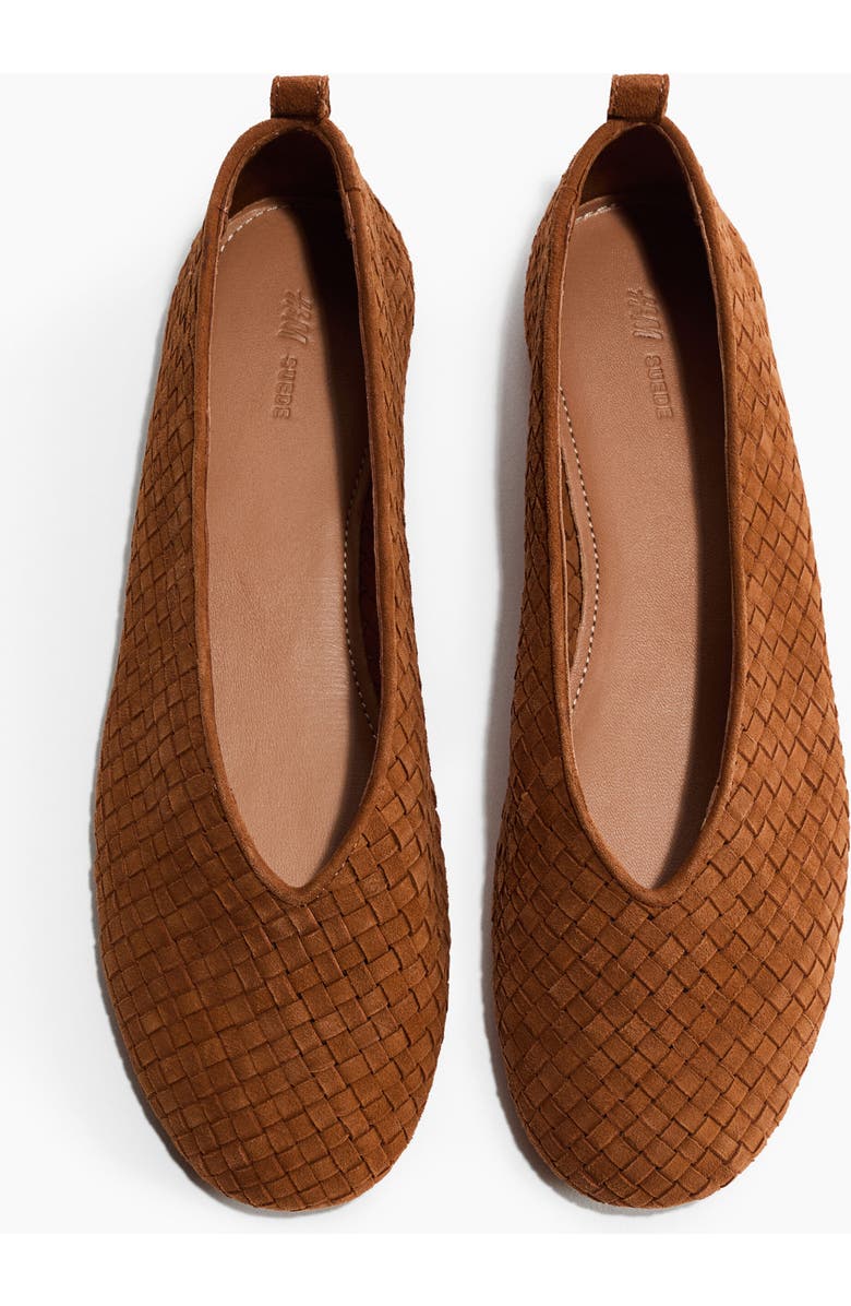 H&M Braided Leather Ballet Flats, Main, color, Brown