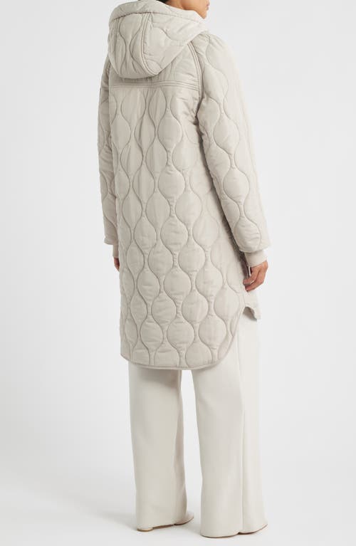 Bcbg Onion Quilted Hooded Long Coat In Neutral
