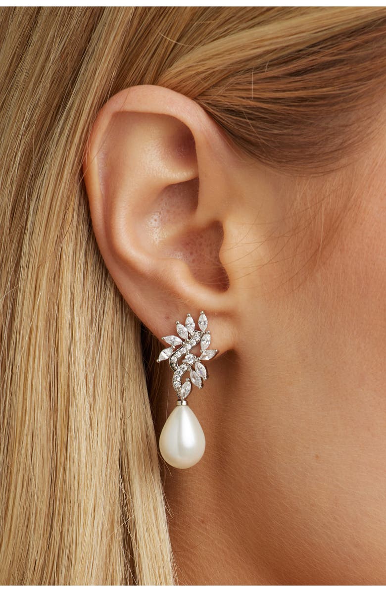 Untamed Petals Regency Crystal Drop Earrings, Alternate, color, Silver