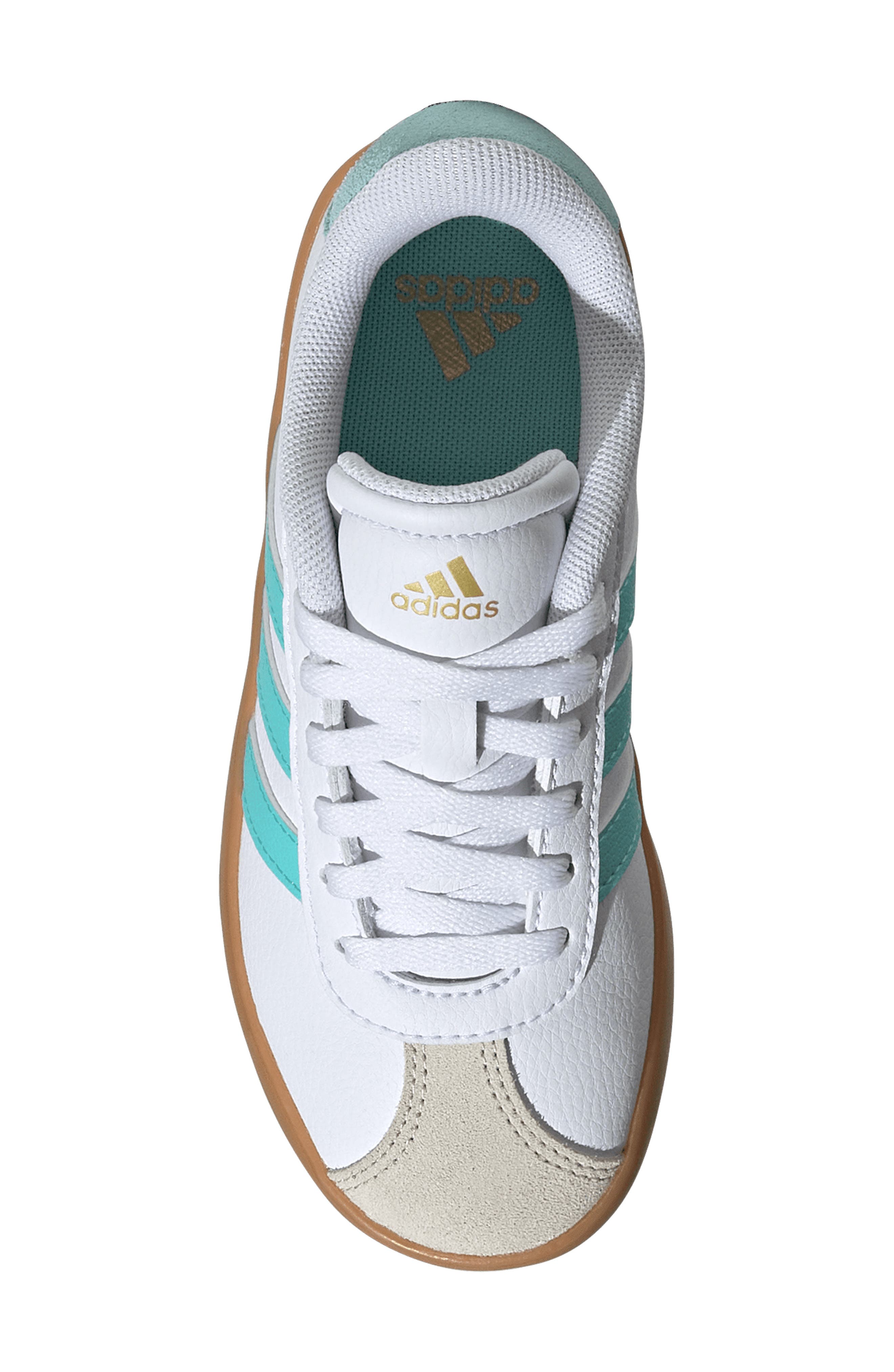 adidas Kids' VL Court 3.0 Sneaker, Alternate, color, White/ Flash Aqua/ Alumina