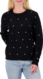 Lucky Brand Heart Stud Crewneck Sweater