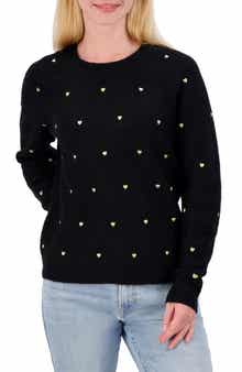 Lucky Brand Heart Stud Crewneck Sweater