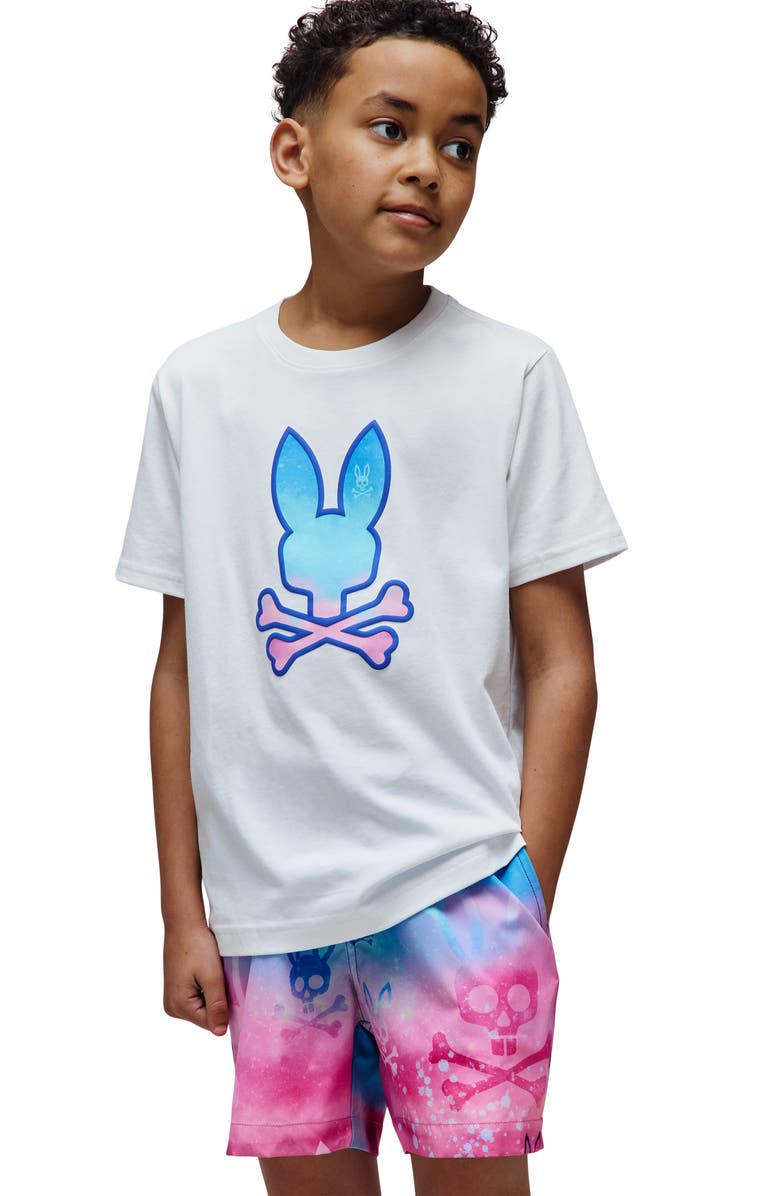 Psycho Bunny Kids' Caspian Bunny Graphic T-Shirt, Alternate, color, White