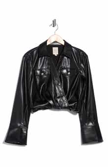 Veronique Faux Leather Surplice Top