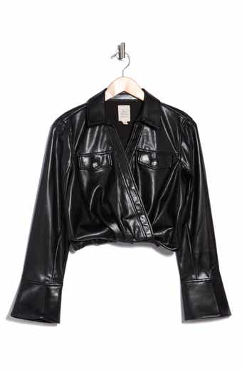 Veronique Faux Leather Surplice Top