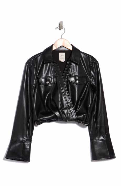 Veronique Faux Leather Surplice Top
