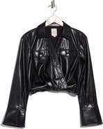 Cinq à Sept Veronique Faux Leather Surplice Top