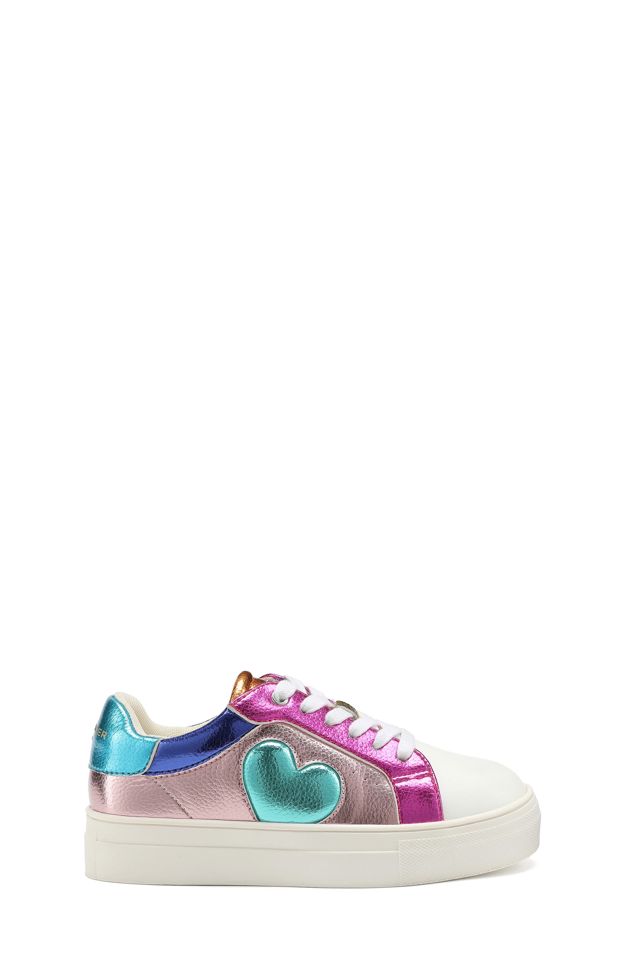 Kurt Geiger London Kids' Mini Luckson Heart Platform Sneaker, Alternate, color, Pink Multi