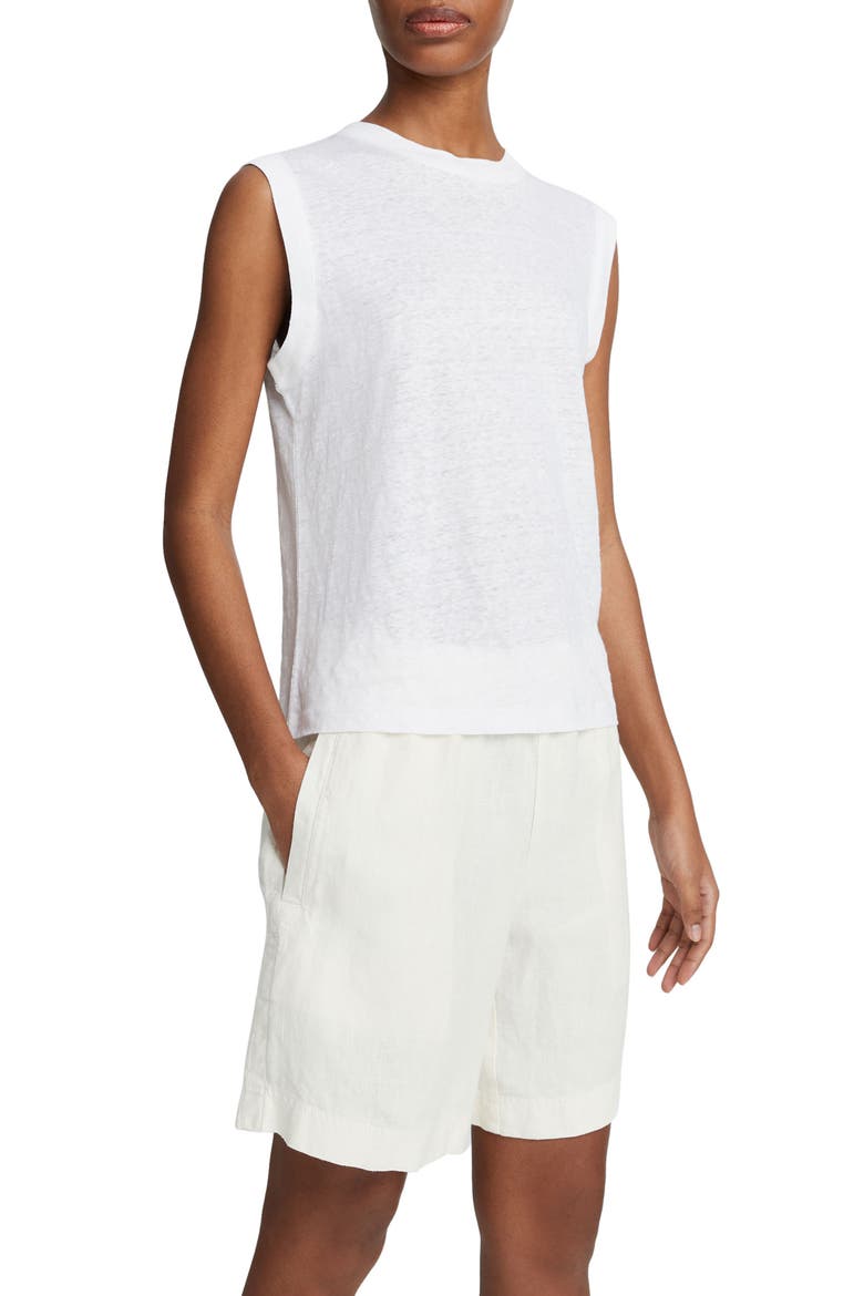 Linen Muscle Tee, Alternate, color, OPTIC WHITE