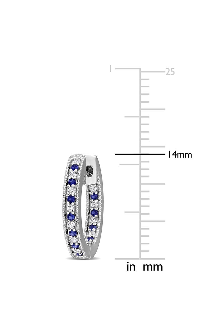 Sterling Silver Created Blue & White Sapphire Hoop Earrings, Alternate, color, BLUE