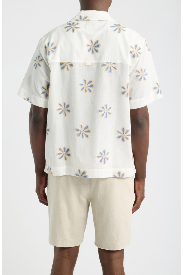 Daisel Floral Embroidered Cotton Camp Shirt, Alternate, color, WHITE