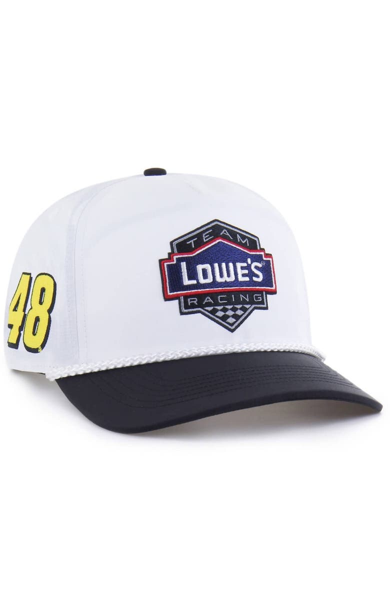 '47 Men's '47 White/Black Jimmie Johnson brrr° Lowe's Rope Hitch Adjustable Hat, Main, color, White