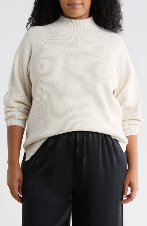 Mock Neck Raglan Sleeve Sweater