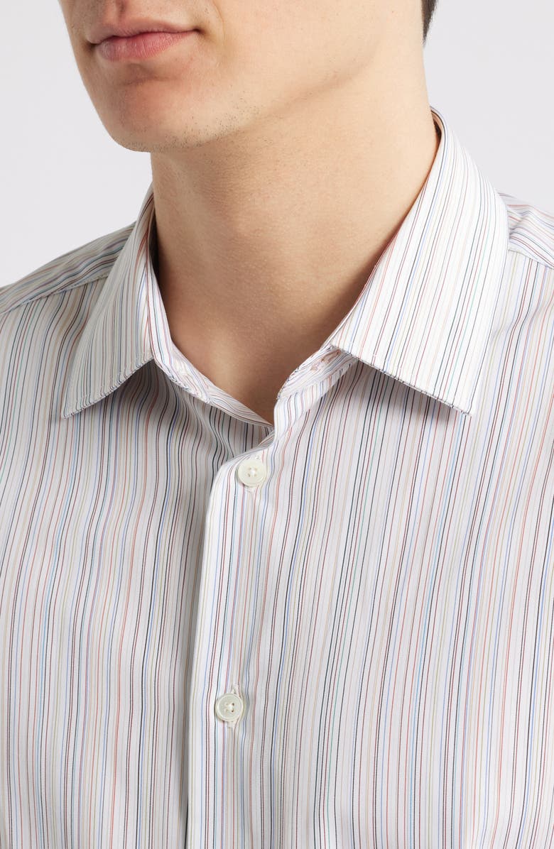 Paul Smith London Tailored Fit Stripe Cotton Dress Shirt, Alternate, color, White Multi