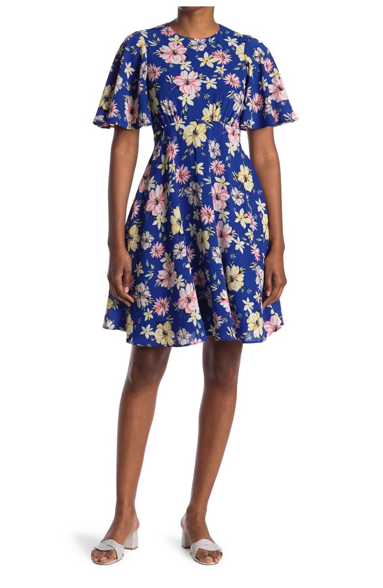 Eliza J Flutter Sleeve Hi-Lo Midi Dress, Main, color, 