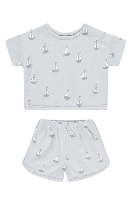 Quincy Mae Sailboats T-shirt & Shorts Set In Sky