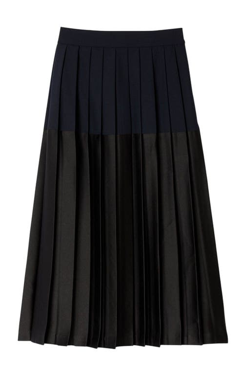 Sandro Long Pleated Skirt In Blue