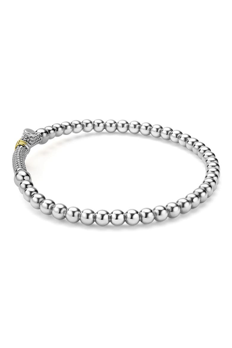 Signature Caviar Cross Bead Stretch Bracelet, Alternate, color, SILVER