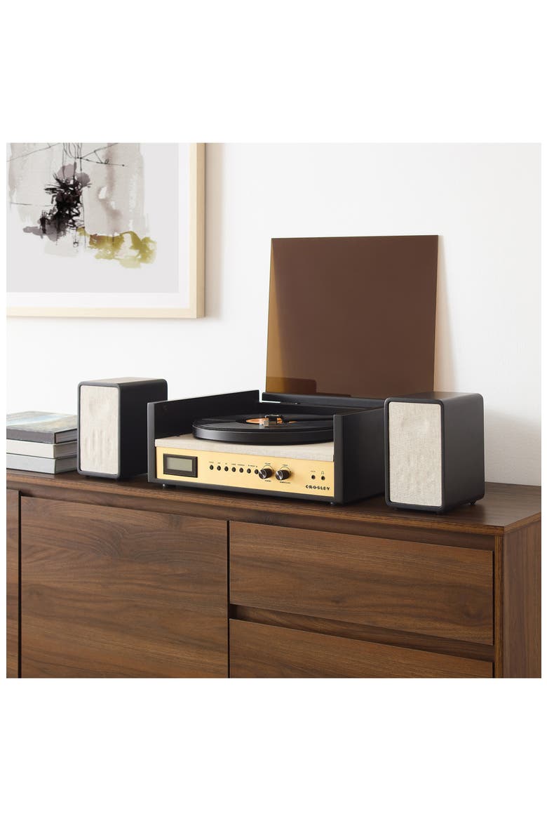 Coda Record Player with Speakers, Alternate, color, BLACK