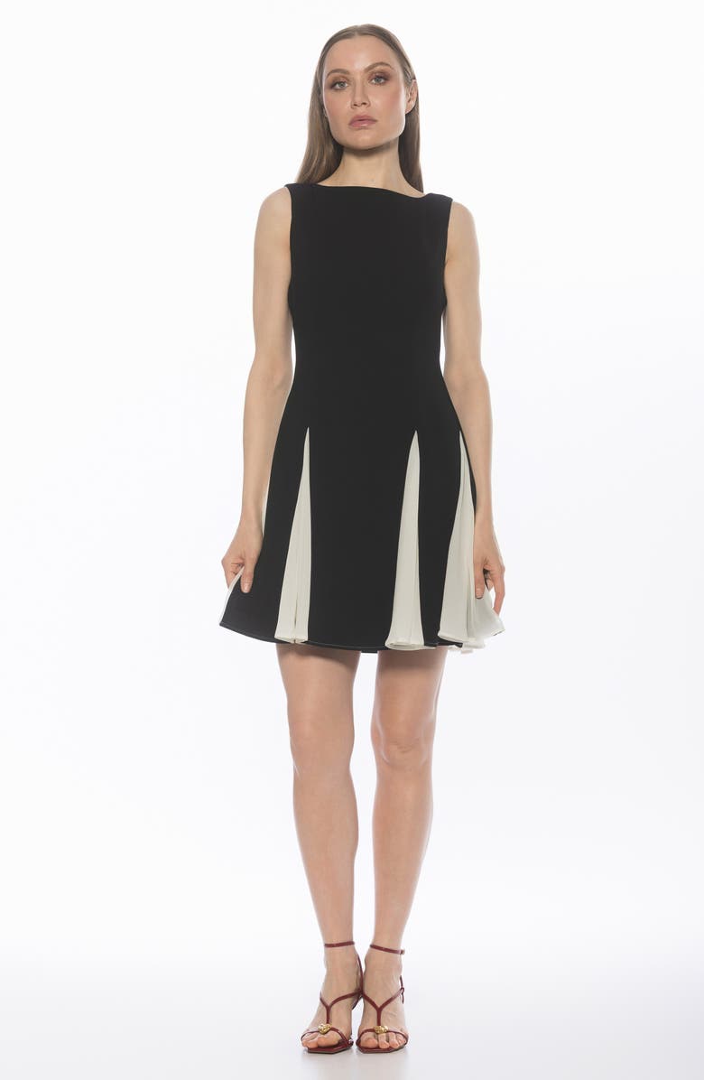 Alexia Admor Dianis Fit and Flare Minidress, Alternate, color, Black/ Ivory