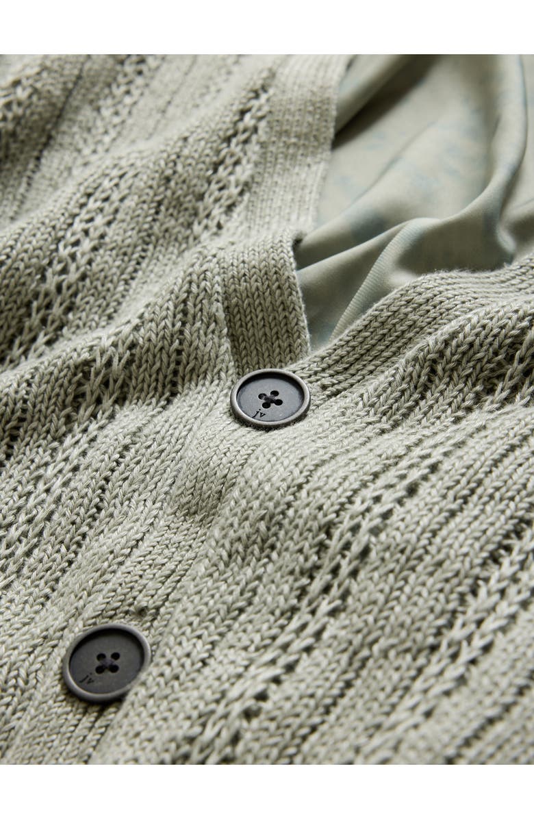 John Varvatos Kliment Mixed Media Linen Cardigan, Alternate, color, Sage Brush