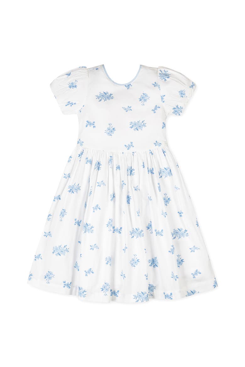 Kids' Organic Puff Sleeve Sateen Party Dress, Main, color, Delft Floral