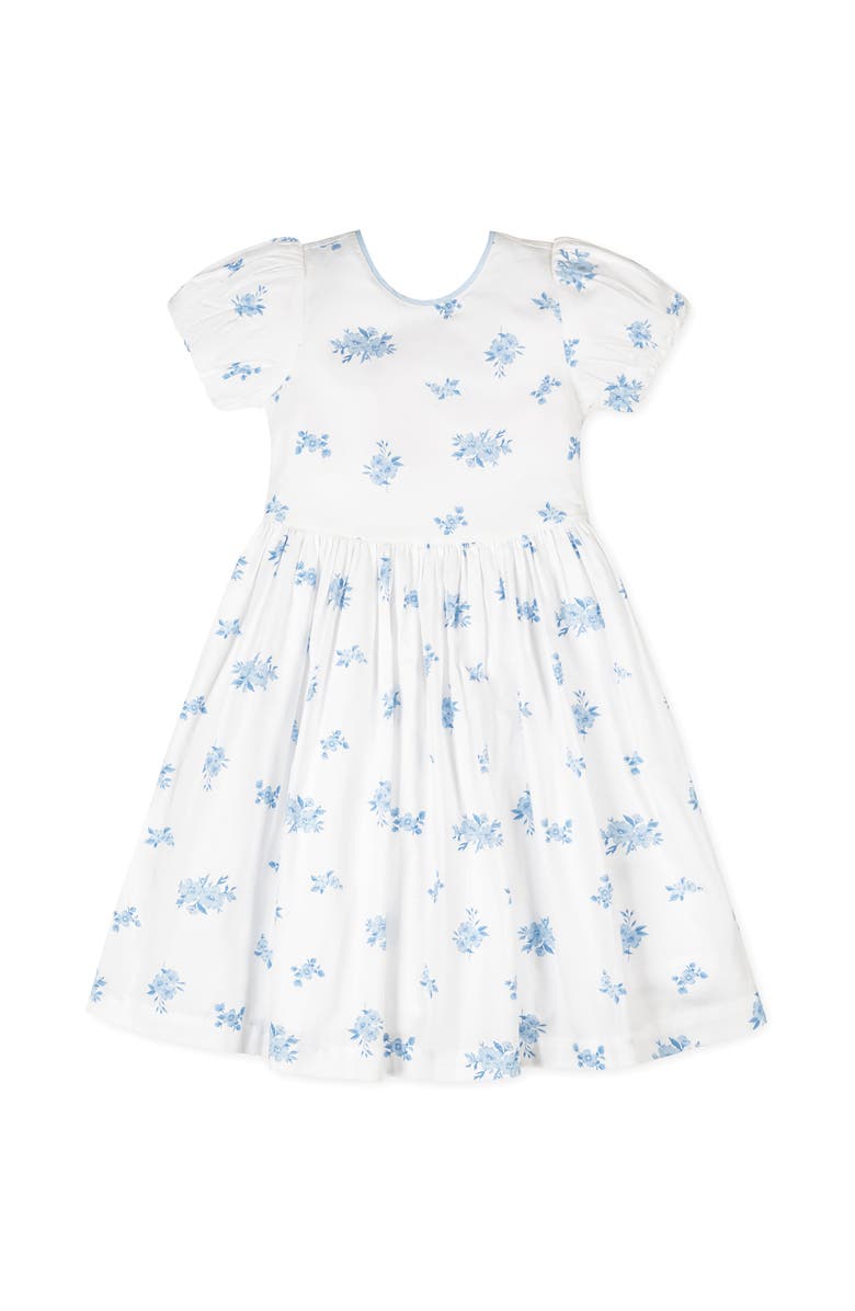 Hope & Henry Kids' Organic Puff Sleeve Sateen Party Dress, Main, color, Delft Floral