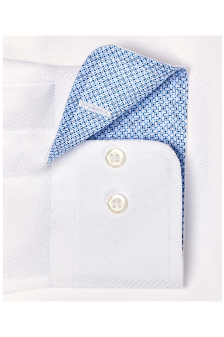 Trim Fit Cotton Twill Dress Shirt, Alternate, color, WHITE