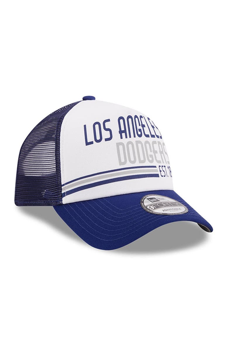 New Era Men's New Era White/Royal Los Angeles Dodgers Stacked A-Frame Trucker 9FORTY Adjustable Hat, Alternate, color, White