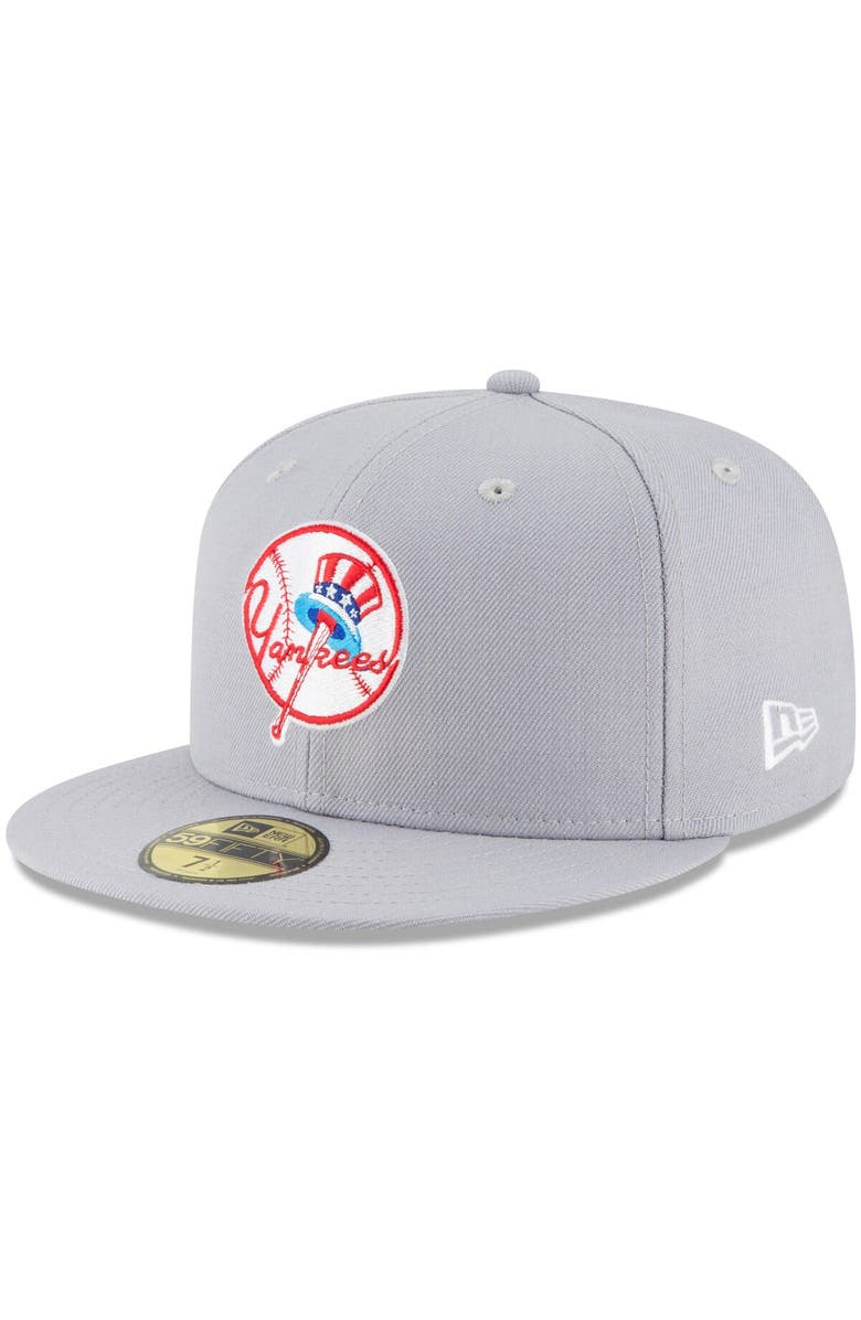 New Era Men's New Era Gray New York Yankees Cooperstown Collection Wool 59FIFTY Fitted Hat, Main, color, Gray