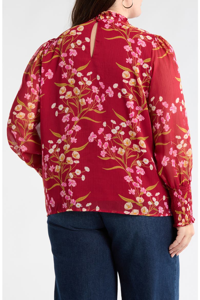 Ginnie Floral Balloon Sleeve Top, Alternate, color, BURG-MULTI