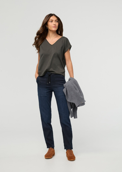Performance Denim Slit Skirt