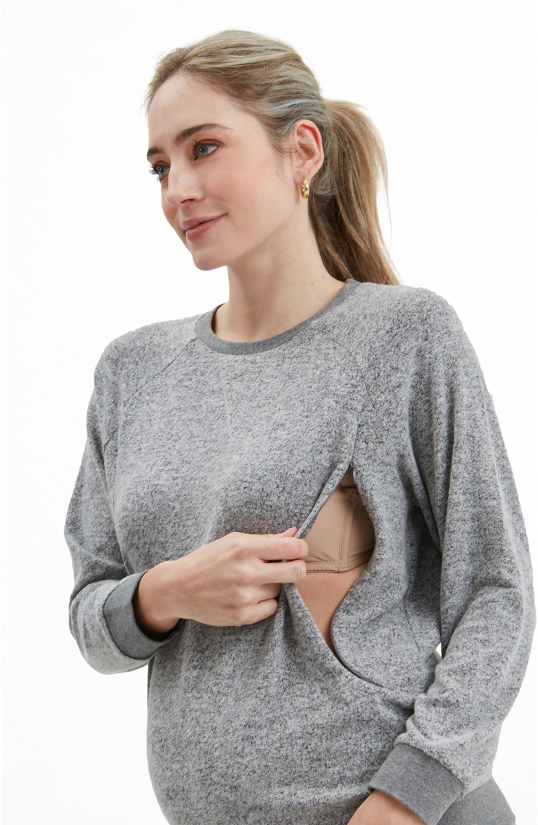 Nom Maternity Heart On My Sleeve Maternity & Nursing Sweatshirt, Main, color, Grey