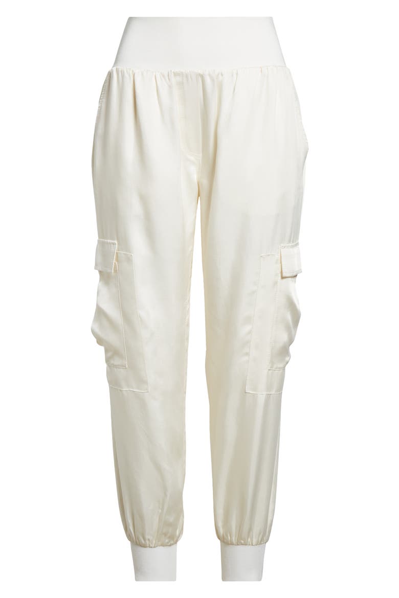 Giles Cupro Crop Cargo Joggers, Alternate, color, IVORY