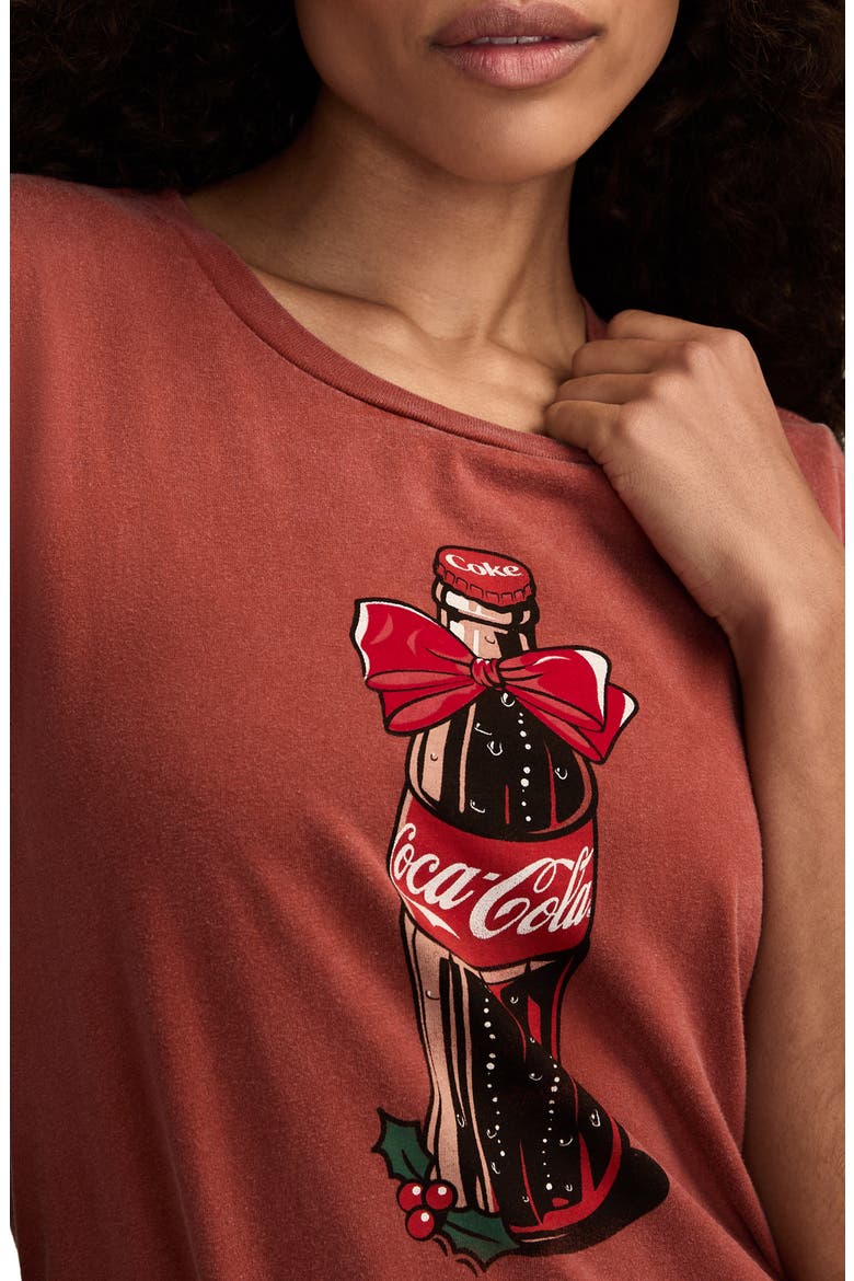 Coca-Cola® Christmas Bottle Cotton Graphic T-Shirt, Alternate, color, RED OCHRE