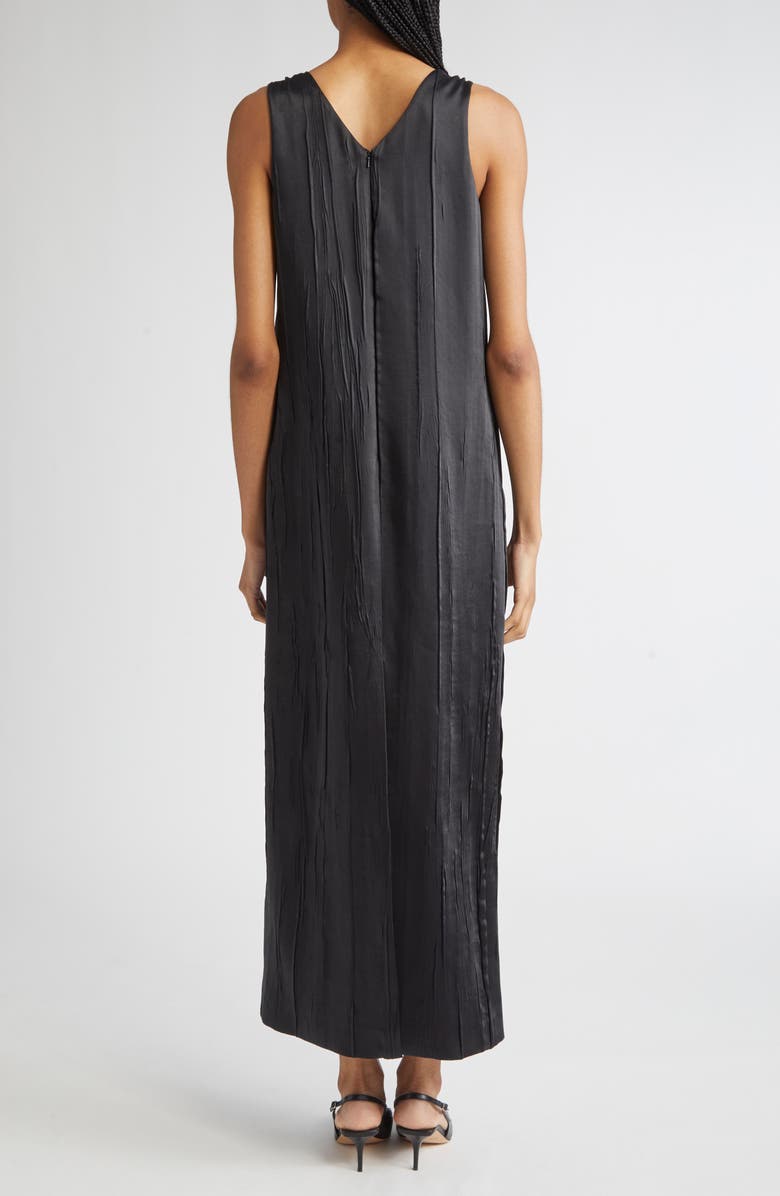 Brandon Maxwell The Keke Deep V-Neck Satin Maxi Dress, Alternate, color, Black