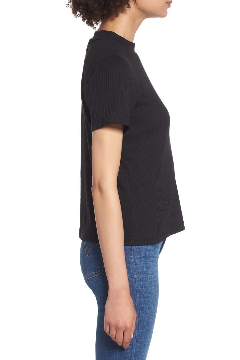 Mock Neck Slouch Tee, Alternate, color, BLACK