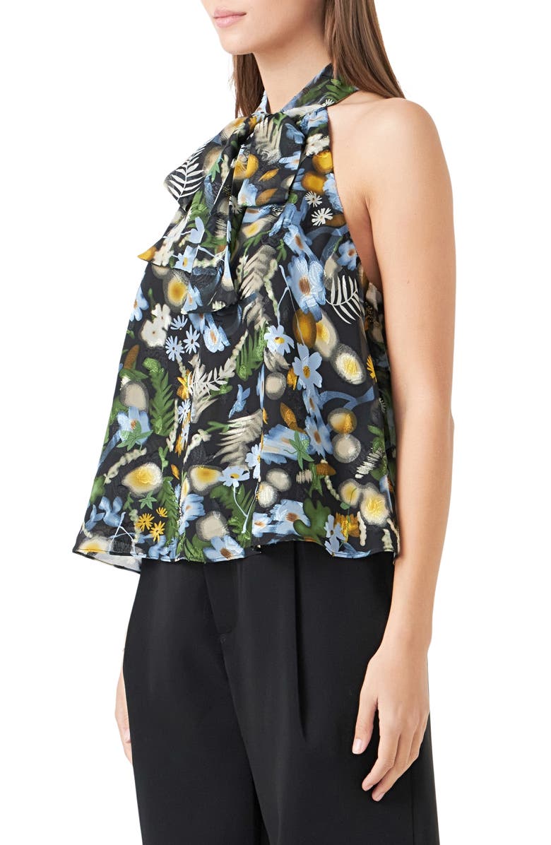 Endless Rose Floral Chiffon Shell, Alternate, color, Black Multi