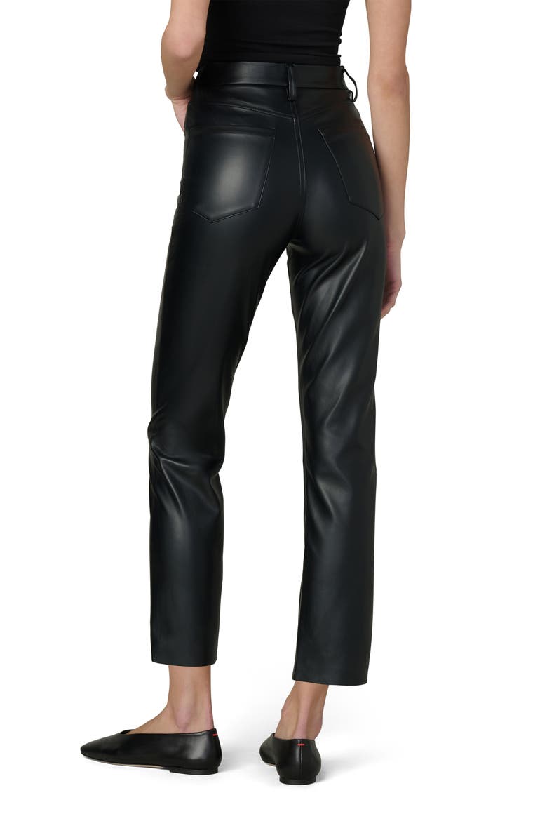 Lyra Slim Ankle Faux Leather Pants, Alternate, color, BLACK