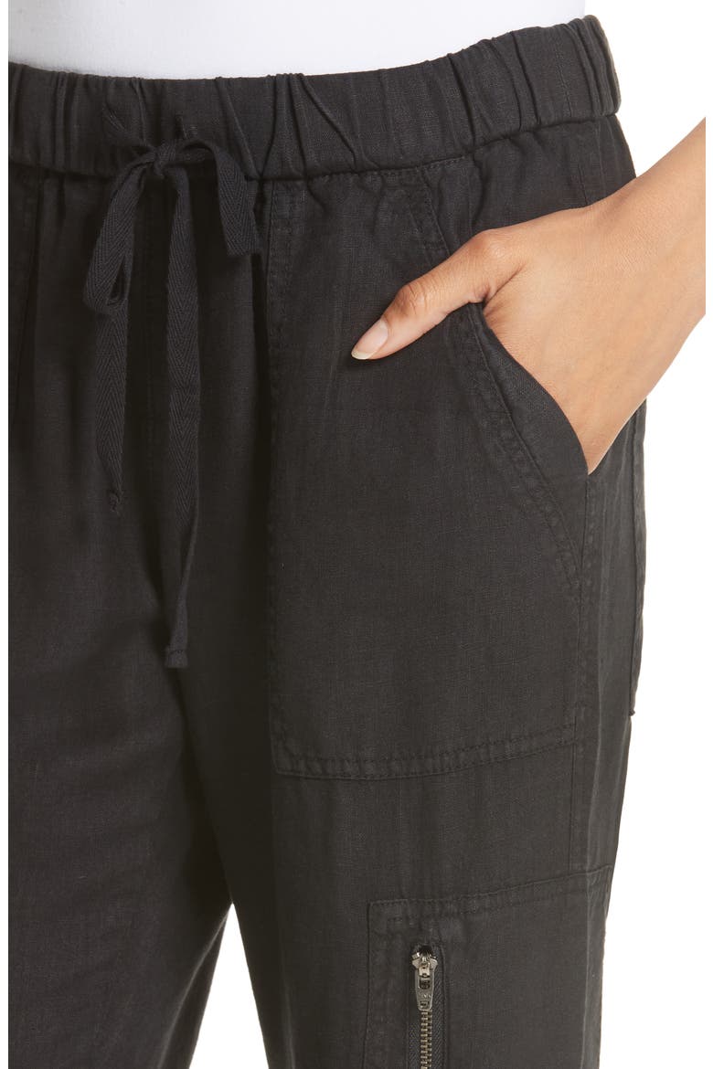 Florimel Crop Linen Jogger Pants, Alternate, color, CAVIAR